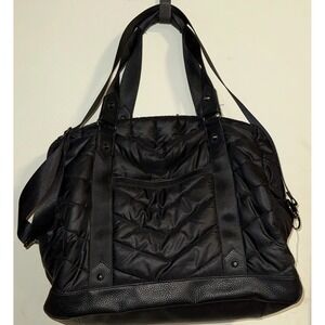 Clean! Cynthia Rowley Quilted Nylon Lightweight Weekend Travel Duffle Bag Black